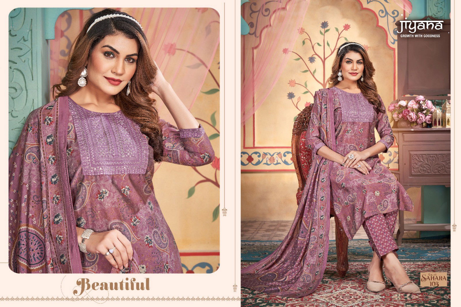 Jiyana Sahara Vol 4 Shimmer Printed Kurti Bottom With Dupatta
